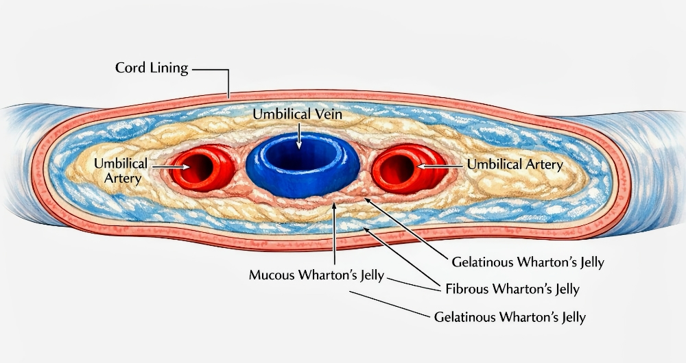 Wharton’s Jelly is obtained from the umbilical cord diagram